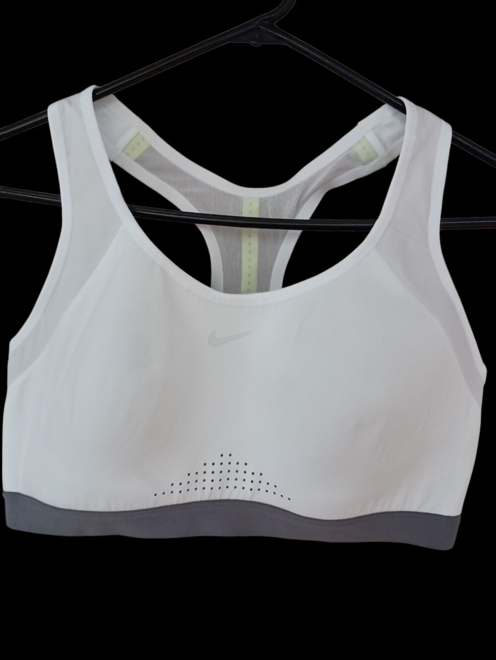 Nike Dri-Fit MOTION ADAPT HIGH SUPPORT TRAINING Sports Bra White/Gray/Yellow XL